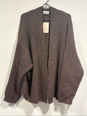Universal Thread Chocolate Brown Open-Front Ribbed Cardigan